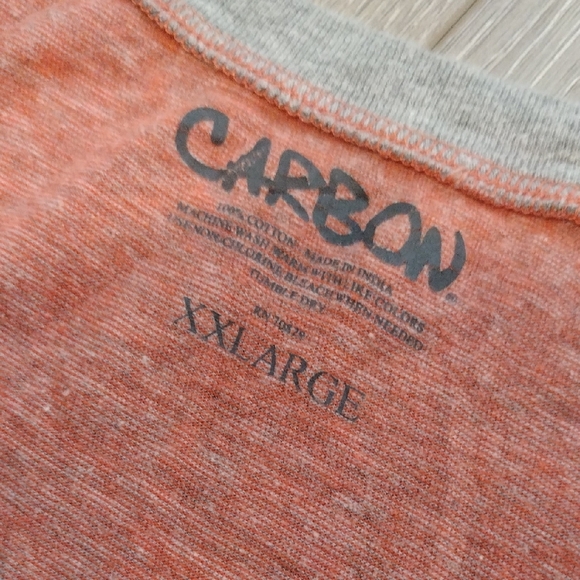 Carbon Men's Henley T-Shirt - Coral and Gray - Picture 4 of 7